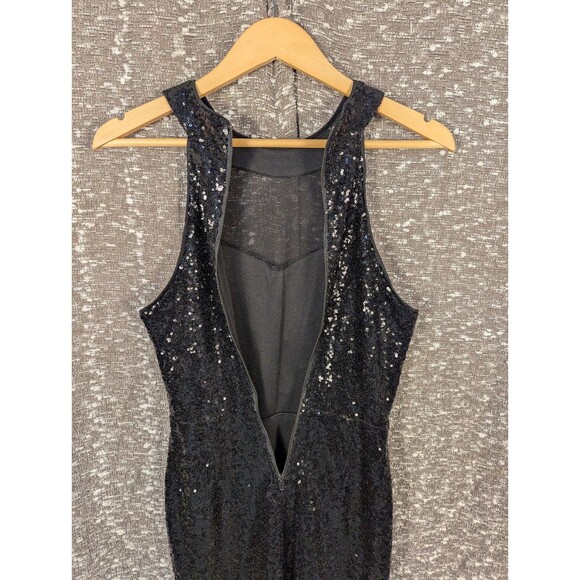 Vintage Guess‎ Halter Dress Black Sequins Cocktail Sheer Panels Size S - Picture 7 of 10